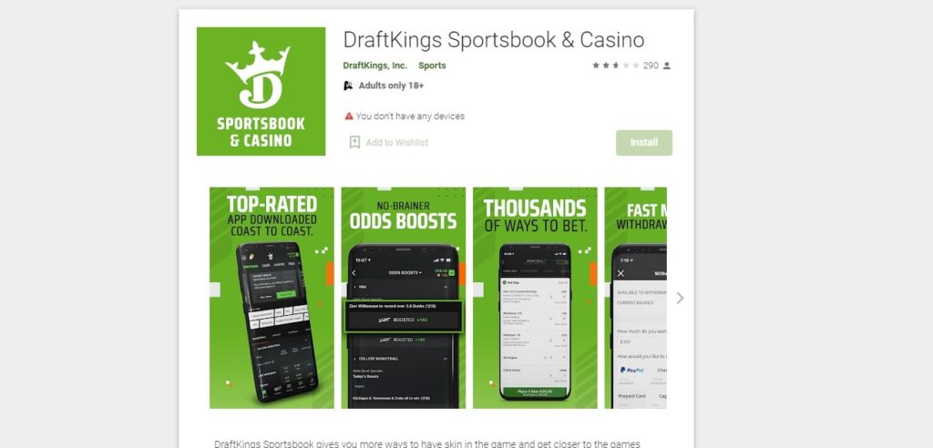 Draftkings mobile app